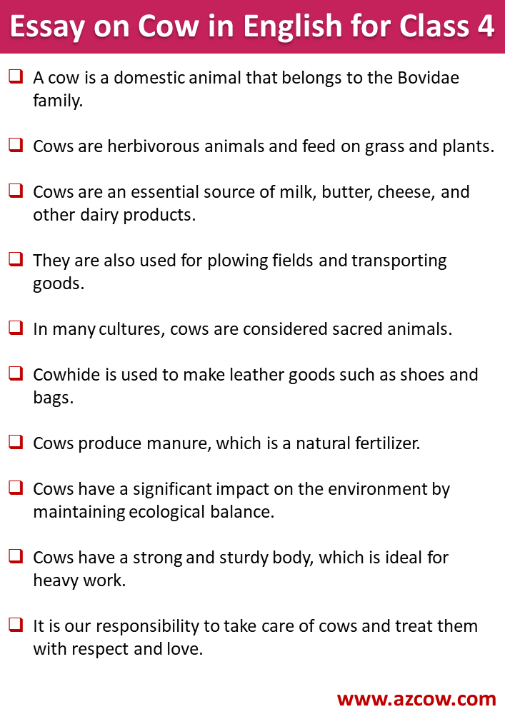 essay about cow for class 4